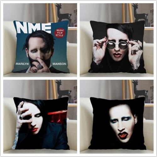 Musife Marilyn Manson Pillowcase Custom Square Pillow Cover Case Zipper Pillowcase 35*35,40*40,45*45cm Drop Shipping