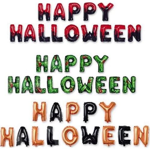 A New Green Happ Halloween Alphabet Set of Creative Party Balloons for Halloween Decorations