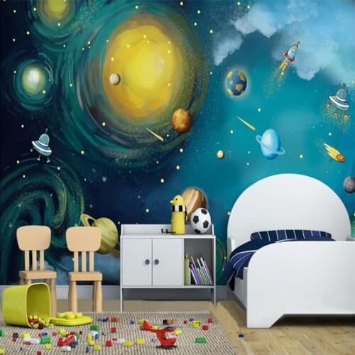 3D Mural Wallpaper For Wall Astronomical Dream Outer Space Planet Oil Painting Creative Wall Paper For Kids Room Living Room