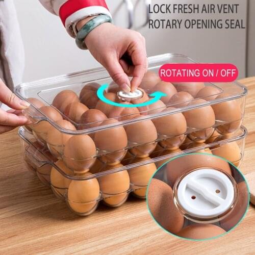 Clear Covered Egg Holders for Refrigerator 24 Egg Holder Tray Storage Box Dispenser Stackable Plastic Eggs Containers
