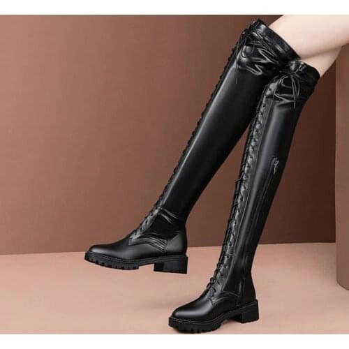 Plus Size 33-52 2020 New Sexy Ladies Lace Up Over The Knee Boots Platfrom Long Women Shoes Thigh High Boots zapatos de mujer