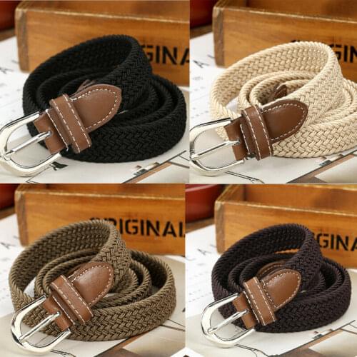 Fashion Cotton Canvas Metal Buckle Belts Waist Waistband Unisex Men and Women Unisex Elastic Bands DIY Apparel Decor Accessories