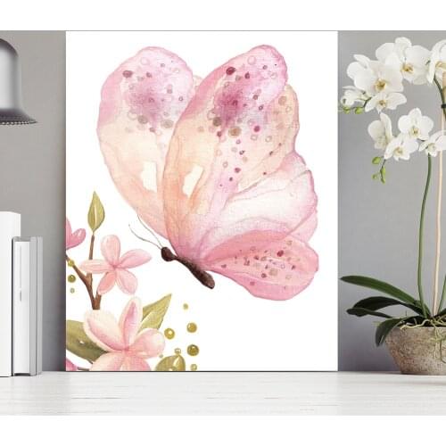 Pink Butterfly Flower Farmhouse Wall Art Print Posters Nordic Canvas Painting Nursery Poster Wall Pictures Girl Baby Room Decor