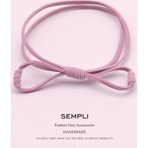 Sempli Colors Thin Slim Elastic Girls Hand Knotted Women Elastic Hair Bands Kid Children Rubber Bands High Elasticity Hair Gum