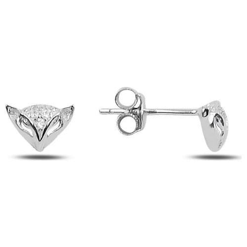 Silverlina Silver Zircon Stone Fox Earrings