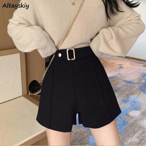 Shorts Women Spring Solid Fashion Office Ladies Ins Elegant Soft High Waist Vintage Korean Style Bottom Casual Clothes Tender