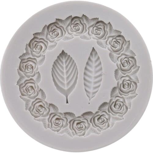 DIY Silicone Mold Rose Garland Leaf Frame Fondant Candy Mould 3D Wreath Leaves Shape Silicone Cake Mould Cake Decorative Tool