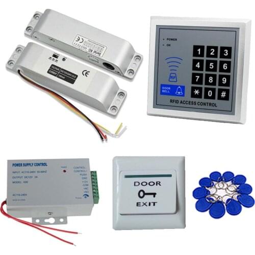 125Khz RFID Door Access Control Drop Bolt Strike Magnetic Gate Lock Touch Button Door Access Control Kit