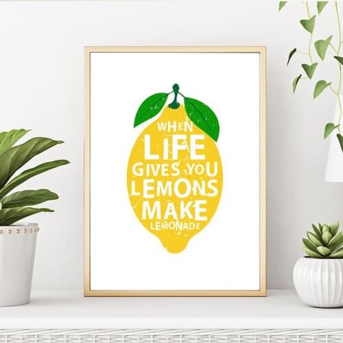 Modern Kitchen Decor Canvas Painting When Life Gives You Lemons Make Lemonades Quotes Art Poster Wall Picture for Living Room