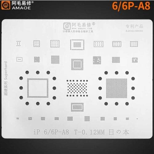 Amaoe BGA Reballing Stencil for Iphone 6 6plus 7 7 plus 6s 6splus CPU Chips Stencil Steel Mesh Welding Accessories Tools