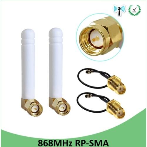 2pcs 868MHz 915MHz Antenna 2dbi SMA Male Connector GSM 915 MHz 868 MHz antena antenne waterproof +21cm RP-SMA/u.FL Pigtail Cable