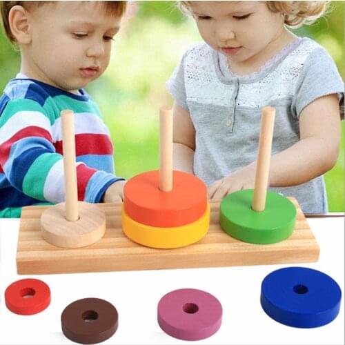 Fun Educational Wooden Tower Classic Mathematical Puzzle Toy For Children Intelligence Kids Educational Gift