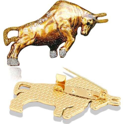 High Quality Bull Brooch Animal Pin Brooches Women And Men Jewelry Rhinestone Cattle Pins