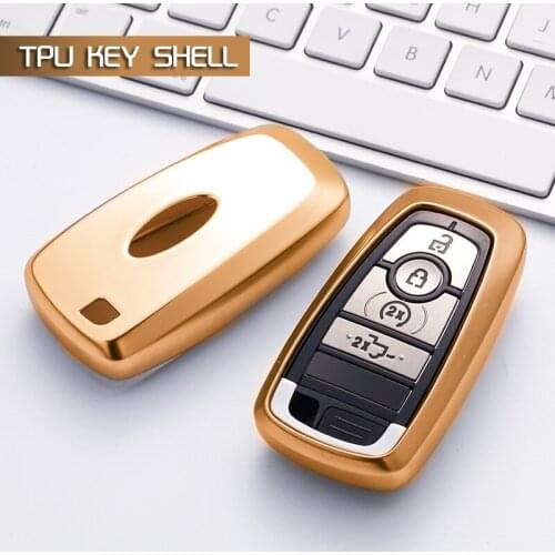 Gold Protective TPU key Case Shell Cover for Ford Edge Mondeo EcoSport Keyless