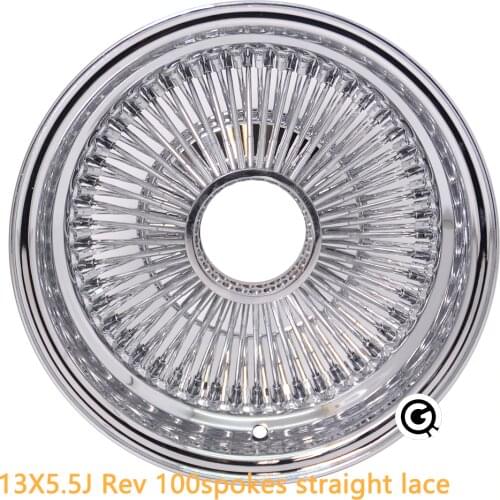 13inch 13X5.5J Rervers 100spokes straight lace all chrome wire wheels all PCD adaptors spinners