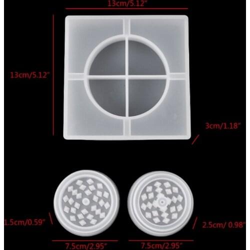 2Pcs Ashtray Mold Silicone with Herb Grinder Molds Kit Epoxy Resin Mold Crafts A0NF