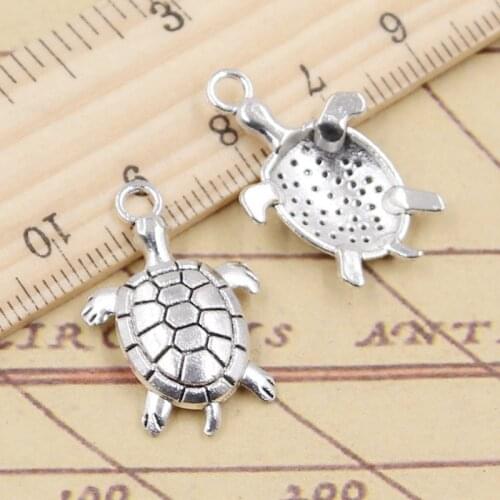 20pcs Charms Tortoise Turtle Sea 26x17mm Tibetan Bronze Silver Color Pendants Antique Jewelry Making DIY Handmade Craft