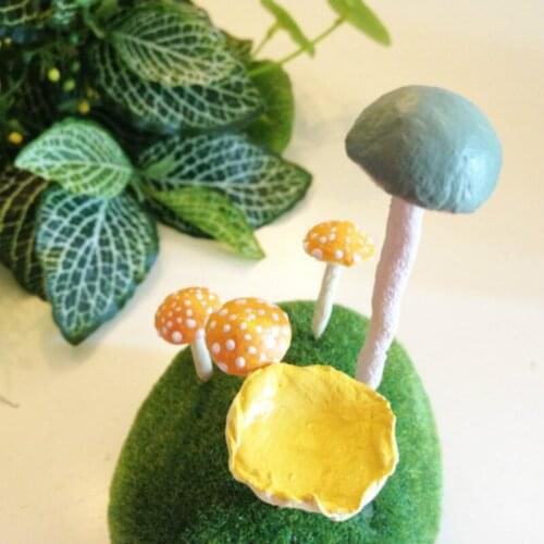 25Pcs/mint yellow mushrooms/fairy garden gnome/moss terrarium home decor/crafts/bonsai/bottle garden/miniatures/desk decor/ DIY