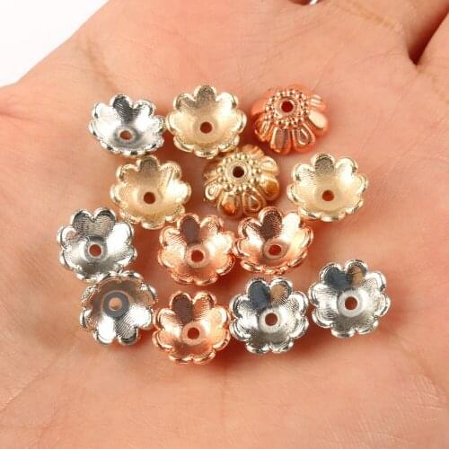 300pcs 10x4mm Hollow Flower CCB Filigree Loose Spacer Beads Caps For Earrings Diy Bracelet Jewelry Findings Making Accessories