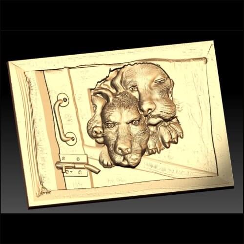 3D Model STL for CNC Router Artcam Aspire Dogs Fence Panel Cut3D Vcarve
