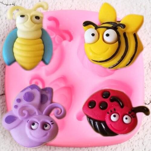 3D Insect Bugs Bee Silicone Mold Ladybug Butterfly Fondant Molds DIY Cake Decorating Tools Candy Clay Chocolate Gumpaste Moulds