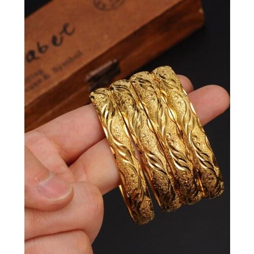 4 pieces can open Dubai India Gold Bracelet Woman Man Bracelet Africa Ethiopia Jewelry Wedding Bride Bracelet Gift