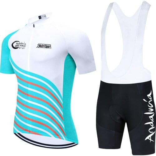 Andalucia Cycling Team Clothing Bike Jersey 20D Bike Shorts Ropa Ciclismo Quick Dry Mens Summer BICYCLING Maillot Culotte Set
