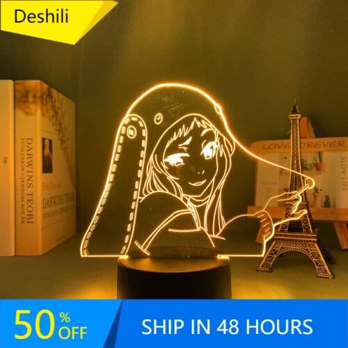Anime 3d Light Kakegurui Compulsive Gambler Runa Yomozuki Figure for Kids Bedroom Decor Nightlight Manga Gift Room Table Lamp