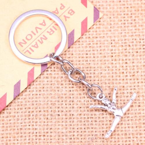 20pcs New Fashion Keychain 22x16mm gymnastics gymnast sporter Pendants DIY Men Jewelry Car Key Chain Souvenir For Gift