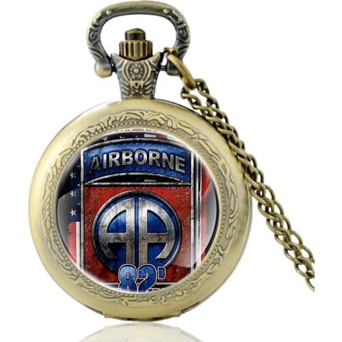 The Eighty-Second Airborne Division Of The U.S. Army Vintage Quartz Pocket Watch Men Women Pendant Necklace Hours Clock