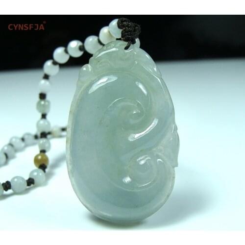 CYNSFJA Real Certified Natural A Grade Burmese Jadeite Ruyi Jade Pendant Amulet Green High Quality Hand Carved Artwork Best Gift