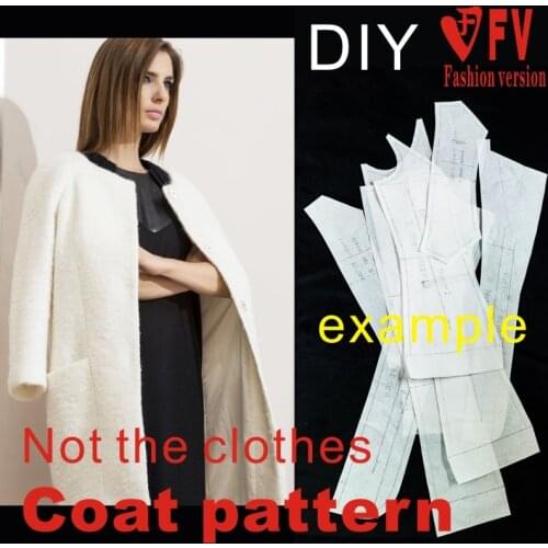 Ladies Collarless Round Neck Raglan Sleeve Coat 1:1 Pattern Garment Cutting Drawing BFY-51