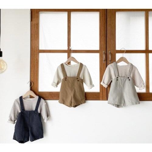 Childrens Summer One-piece Pants Simple Foreign Style Leisure Adjustable Button Boys And Girls Carrying Shorts