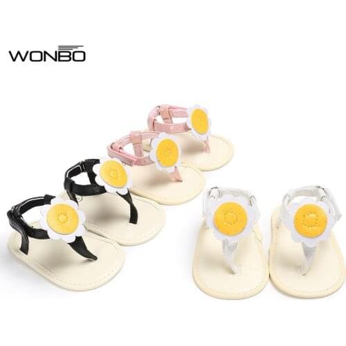 Hot sell cute sunflower style pu leather Baby moccasins child Summer girls sandals Sneakers baby shoes sofe sole baby sandals