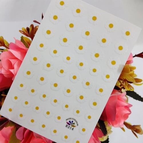 Daisy Yellow Flowers 3D Stickers for Nails Design Adhesive Nail Art Decoraciones Sliders foil everything for Manicure
