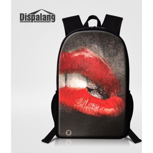 Dispalang Designner School Bags For Teenagers Sexy 3D Lips Printing Men Women Backpack For Student Bookbag Kids Knapsack Mochila