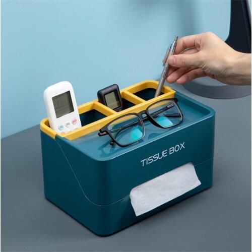 Home Desktop Plastic Tissue Box Napkin Holder Case Phone Holder Roll Paper Box