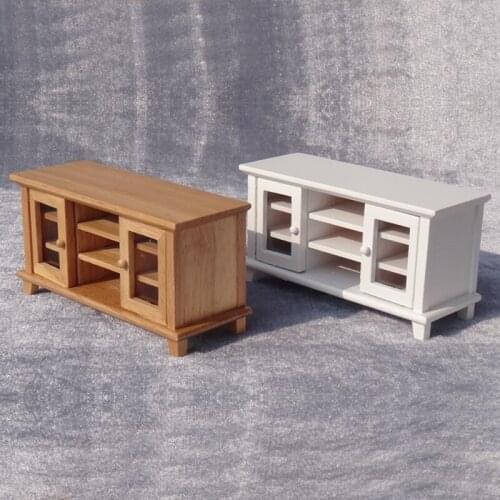 G07-X404 children gift Toy 1:12 Dollhouse mini Furniture Miniature rement Doll accessories DIY Double door side cabinet 1pcs