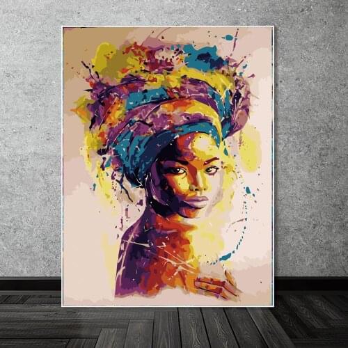 Painting by Numbers African Woman Diy Oil Paintings on the Wall Art Hand Paint Oil Painting by Numbers Diy Frame Home Decoration