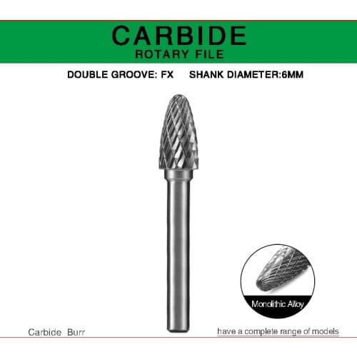 Round handle FX TYPE Head Tungsten Carbide Rotary file double slot Tungsten Steel Head Hard Metal Milling Cutter for copper