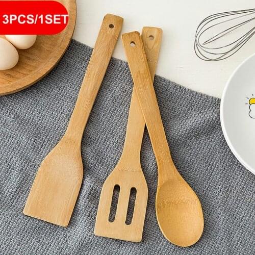 3PCS Spatula spoon cooking kitchen utensils high temperature resistant non-stick pan bamboo environmental protection