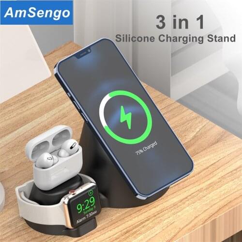 For iPhone 12Pro/Mini/Pro Max Phone Holder Magnetic Phone Stand Magnetic Wireless Chargers Base Stands For Airpodi Pro iWatch
