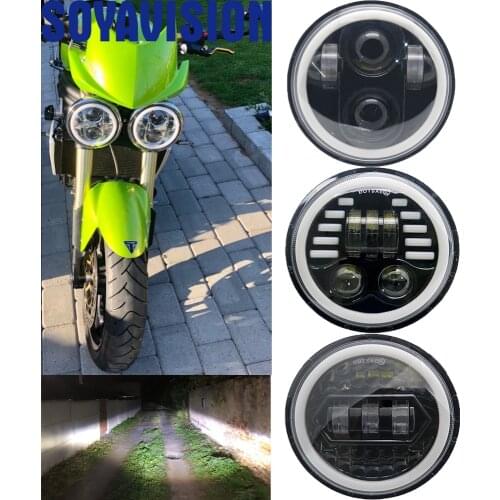 New 5.75" Led Headlights halo For Dyna Sportster Softail Triumph Speed/Street Triple Thunderbird Rocket 3 For Motorcycles cars