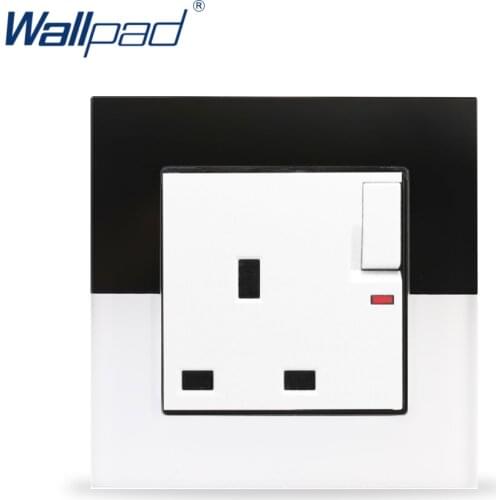 New Arrival 13A UK British Socket Wallpad Crystal Glass Panel 110V-250V 10A-16A Glass 13A UK Switched Socket with LED Neon
