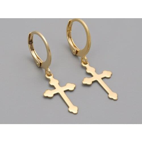 New Fashion Cross Women Dangle Earrings Stainless Steel Gold Color Dainty Drop Earrings For Women Jewelry Boucle Oreille Femme