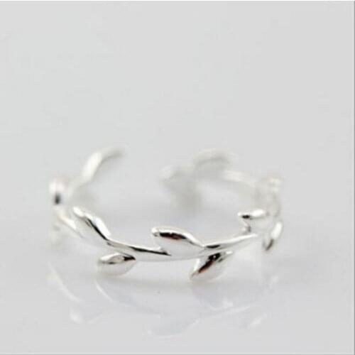 New Simple Aesthetic Tree Branches 925 Sterling Silver Jewelry Leaf Popular Not Allergic Opening Rings SR45