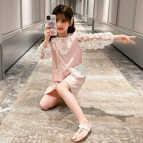 New 5-10 year old girl baby summer super fairy fashion children net princess dress big girl stitching dress