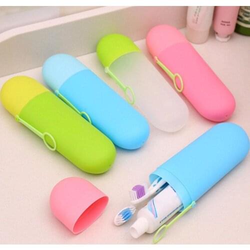 35# 2019 Portable Travel Toothpaste Toothbrush Holder Storage Cup with Hanging Ring Household Bathroom Accessories