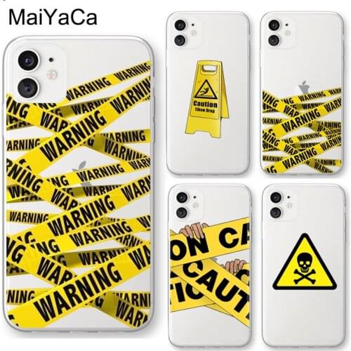 Funny Caution tape Danger Clear Case For iPhone XR X XS Max 11 12 Pro Max mini SE 2020 6S 7 8 Plus Back Cell Housing Cover