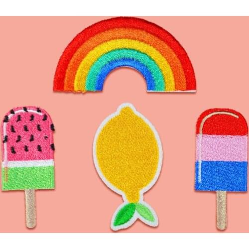 Ice Cream Rainbow Patch Iron-On Embroidered Patches Sewing Applique Patchwork Accessories Cartoon Badges For Clothes DIY Sticker